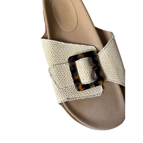 Definery Women's Beige Loop Raffia Buckle Slide Sandals Size US 10 EU 40 - Picture 4 of 8